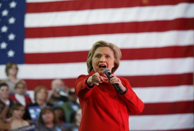 Hillary Clinton barks at Republicans, literally