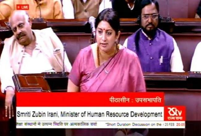 Ruckus during Smriti Irani’s reply, House adjourned