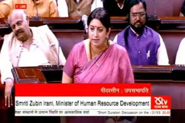 Ruckus during Smriti Irani’s reply, House adjourned