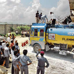 Clean tanker driver affixed to the power line